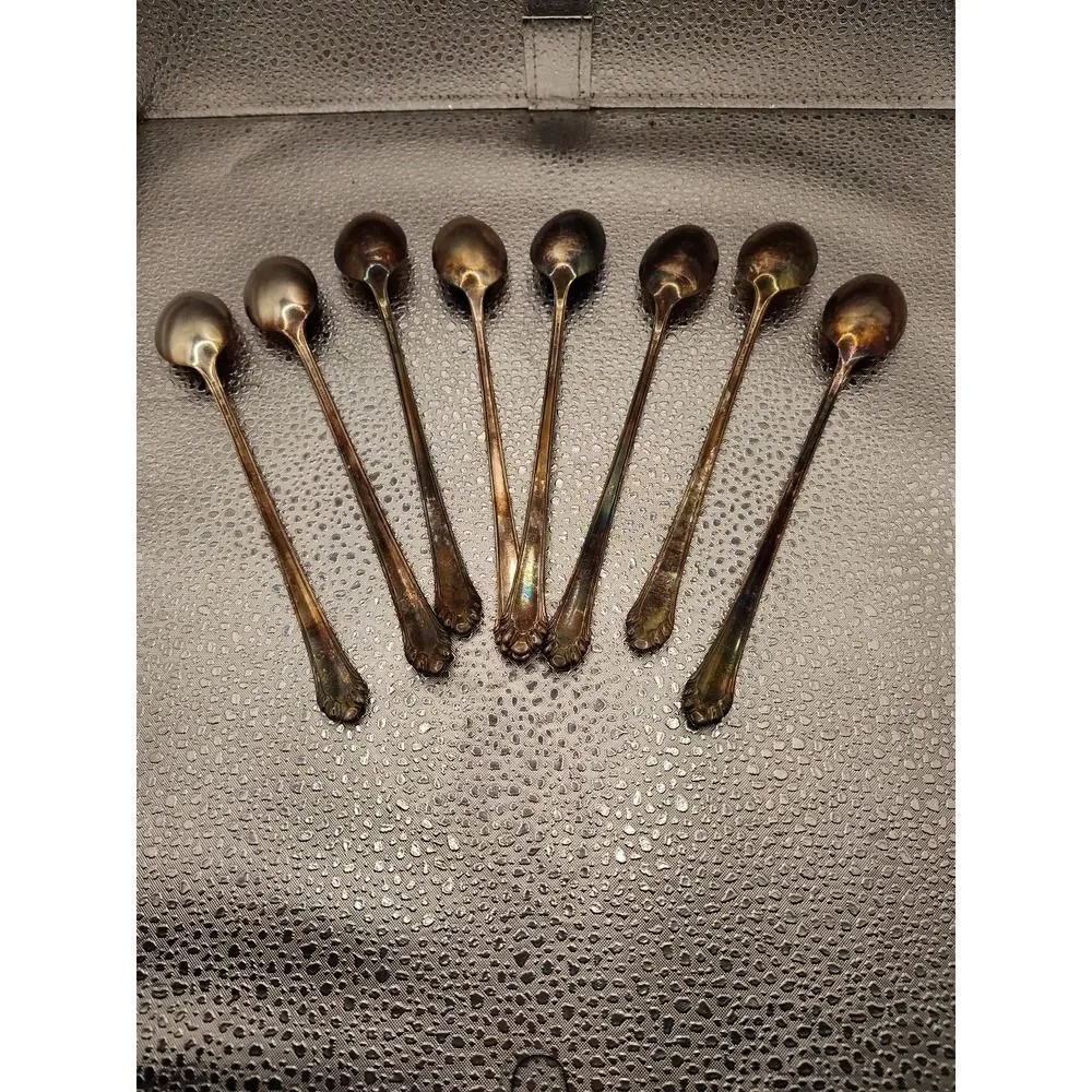 Gorham Cavalier 1937 Set of 8 Iced Tea Spoons 7 1/2 Silver Plate Flatware